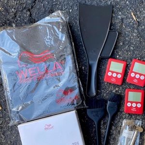 WELLA Color Cape and Brushes, Blondor Freelights Balayage Paddle, Timers, Keys